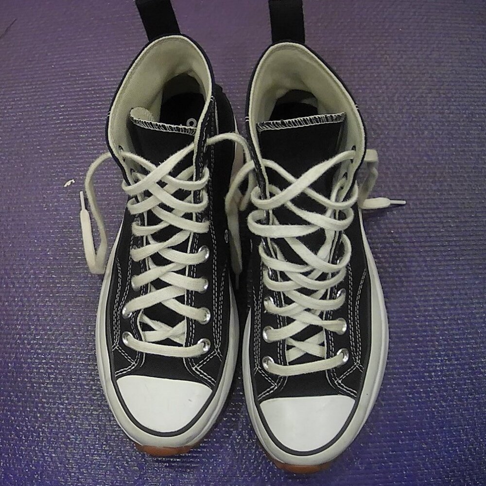 Converse Run Star Hike Hi Sneakers, Black/White/Gum, 8.5 US Women/7 US Men